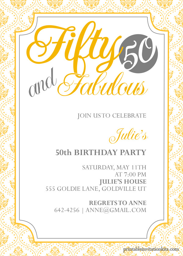 50th Birthday Invitation Templates Free Printable
 Fifty and Fabulous – 50th Birthday Invitation ← Wedding