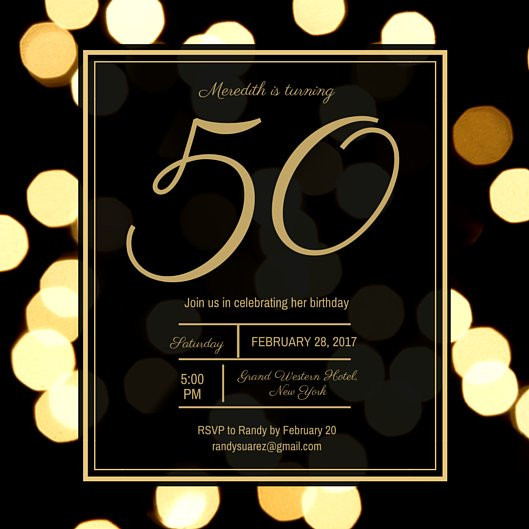 50th Birthday Invitation Templates Free Printable
 Black and Gold Dotted Background 50th Birthday Invitation