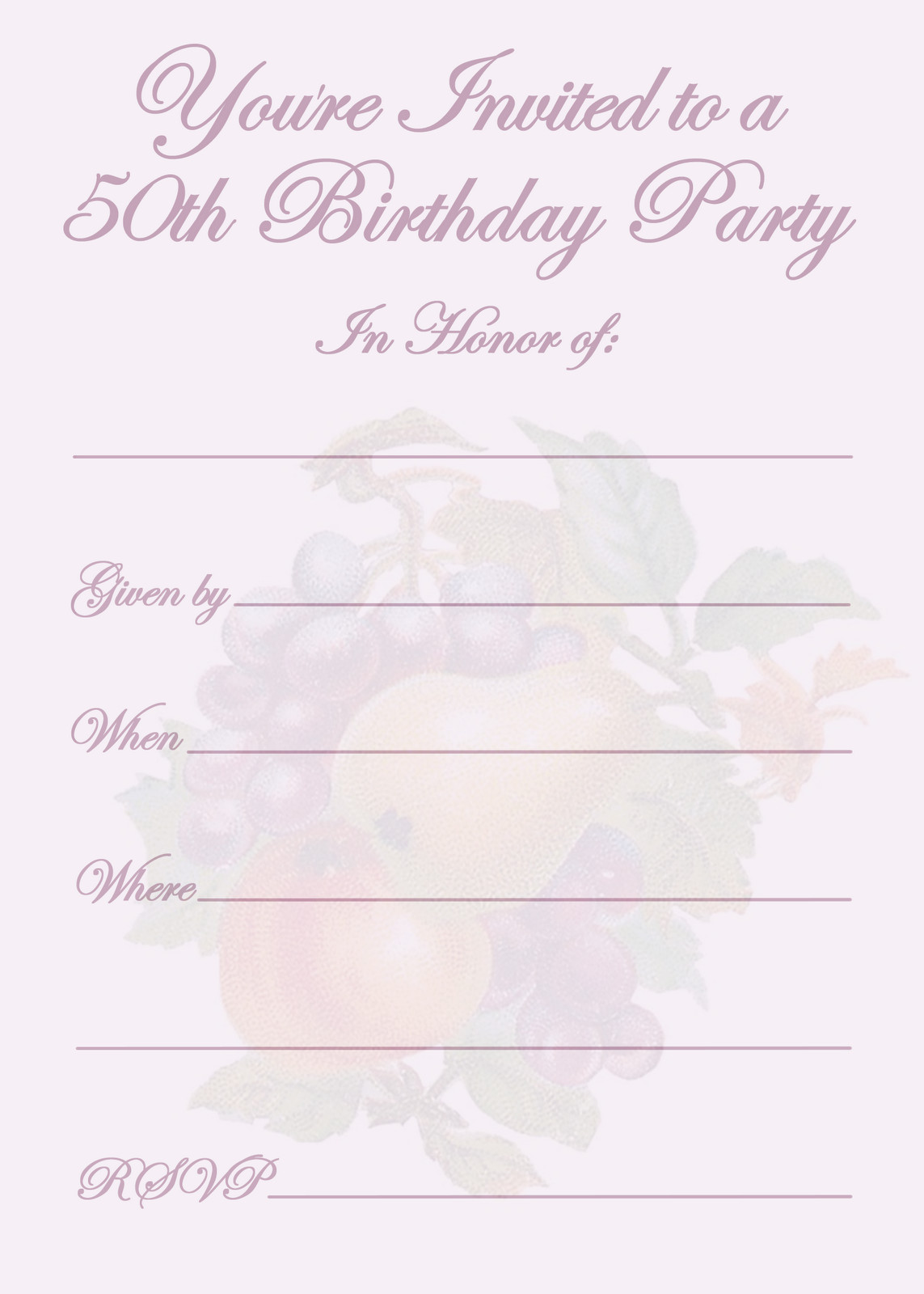 50th Birthday Invitation Templates Free Printable
 Free Printable Party Invitations Printable 50th Birthday