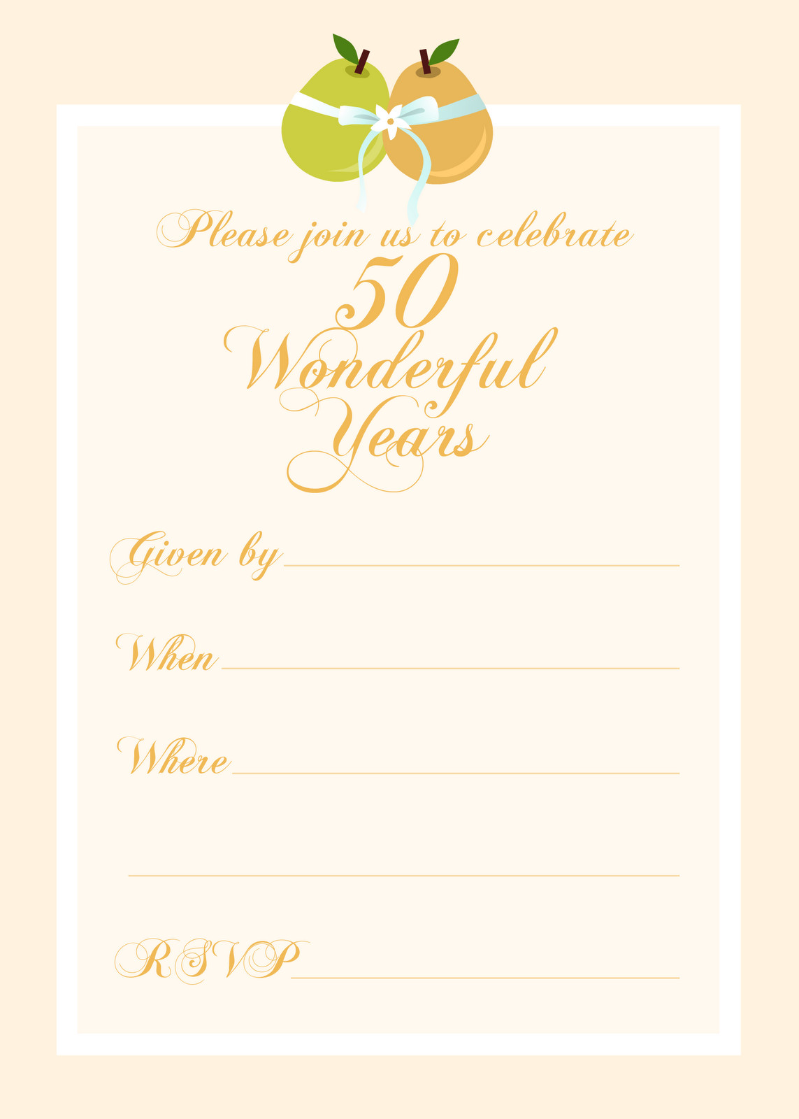 50th Birthday Invitation Templates Free Printable
 Free Printable 50th Birthday Party Invitation Templates