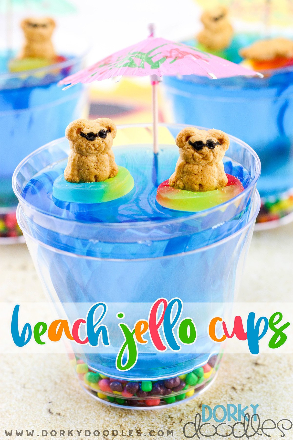 60S Beach Party Food Ideas
 Beach Party Jello Cup Snacks – Dorky Doodles