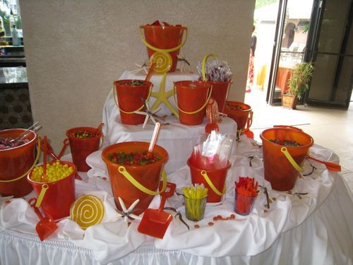 60S Beach Party Food Ideas
 beach theme party food service in buckets white bottom