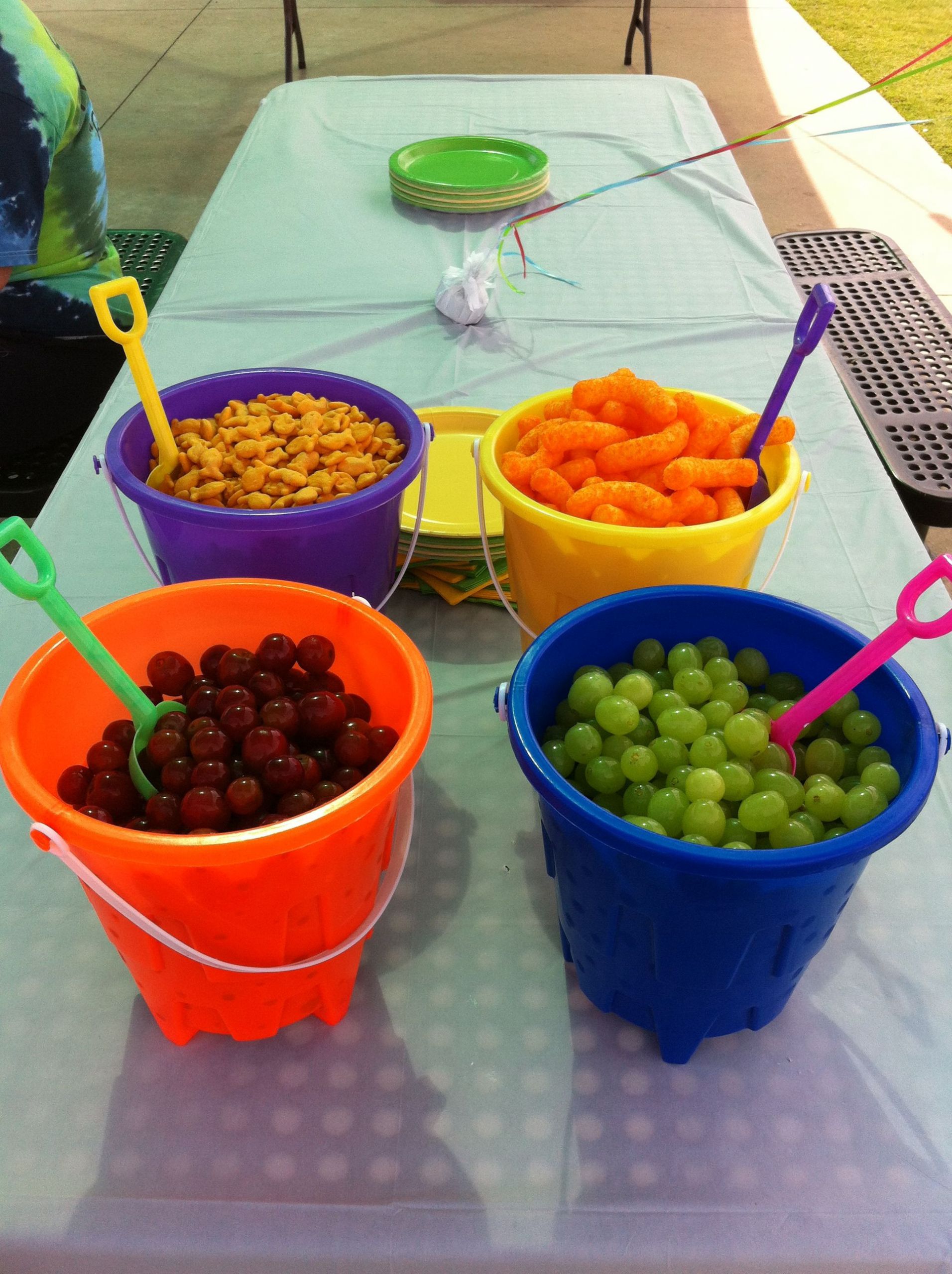 60S Beach Party Food Ideas
 Summer birthday od served in sand buckets purchased