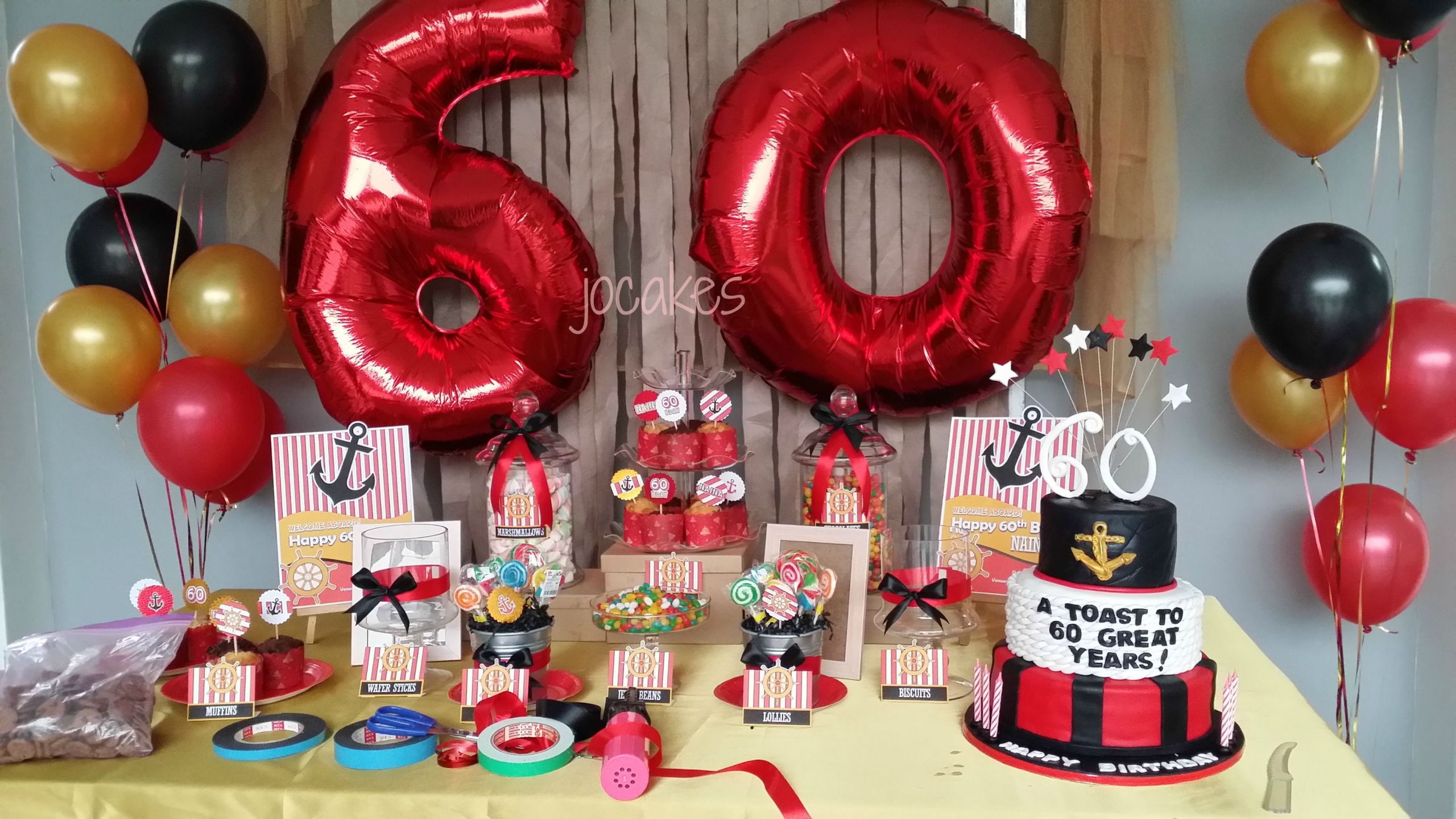 60th Birthday Party Ideas For Dad
 Red and Gold Nautical Theme 60th Birthday Party
