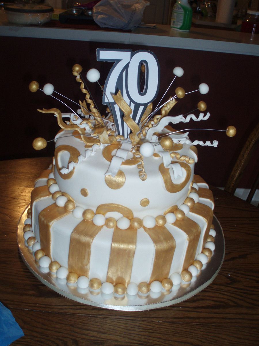 70th Birthday Cake Ideas
 70Th Birthday Cake fondant covered white cakeplease let me