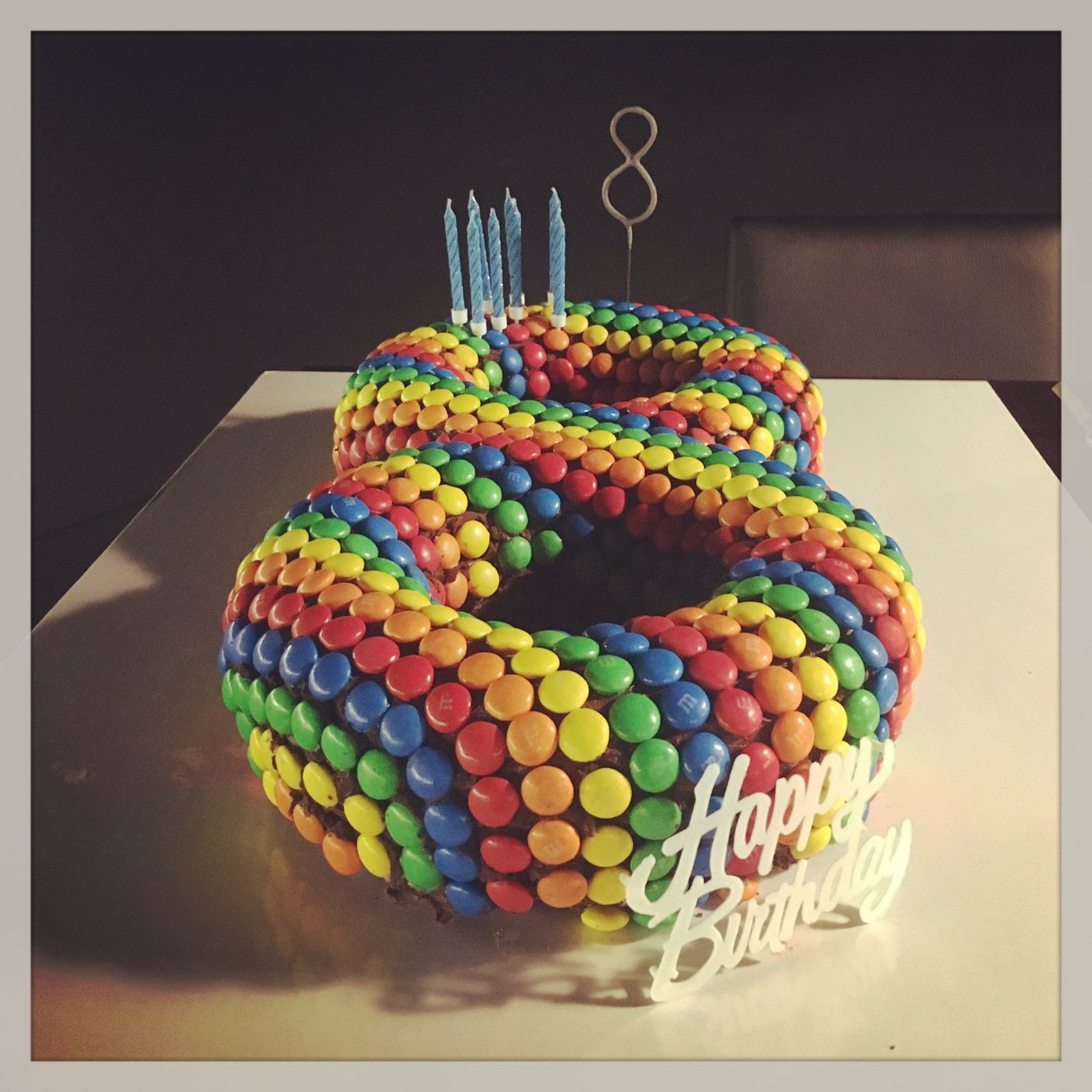 8 Year Old Birthday Party Ideas
 Rainbow M&M s birthday cake 8 years old