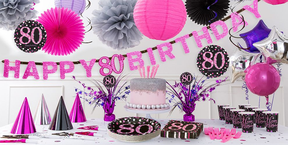 80th Birthday Party Favors
 Pink Sparkling Celebration 80th Birthday Party Supplies