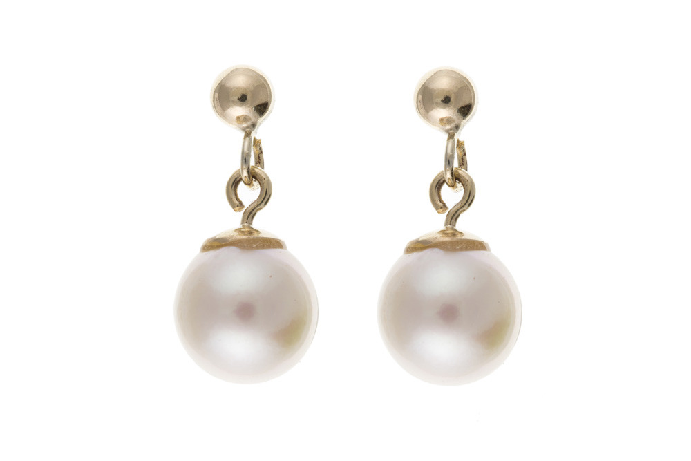 8mm Pearl Earrings
 9ct Gold 8mm Cultured Pearl Drop Earrings