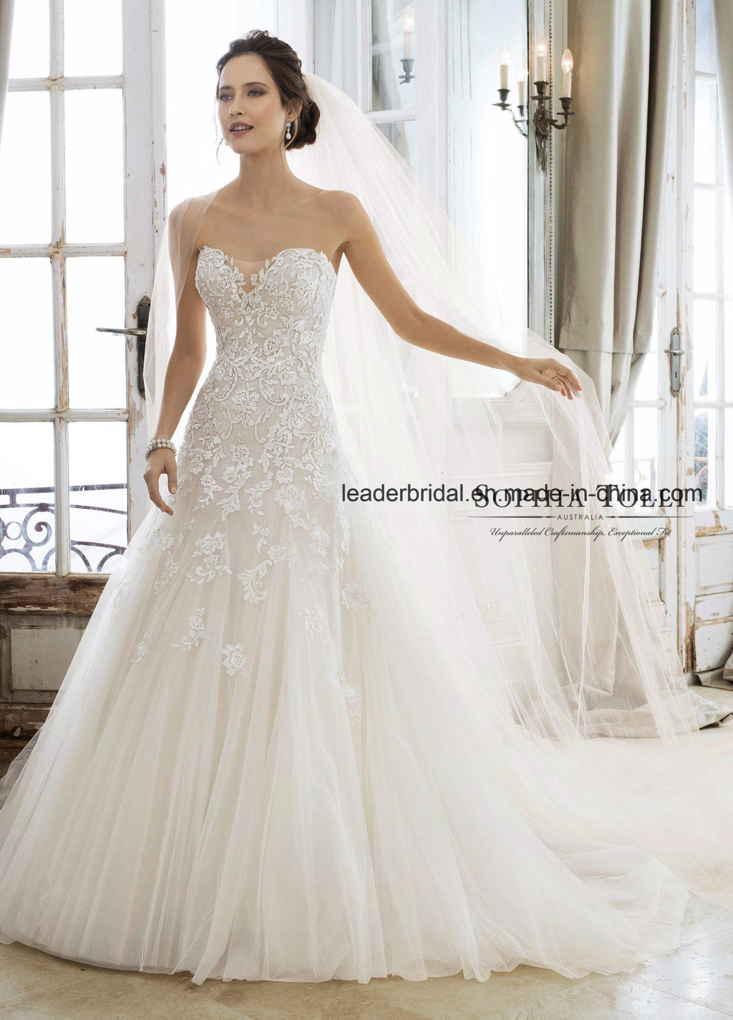 A Line Lace Wedding Dress
 China Strapless Bridal Dress Strapless A Line Lace Beaded