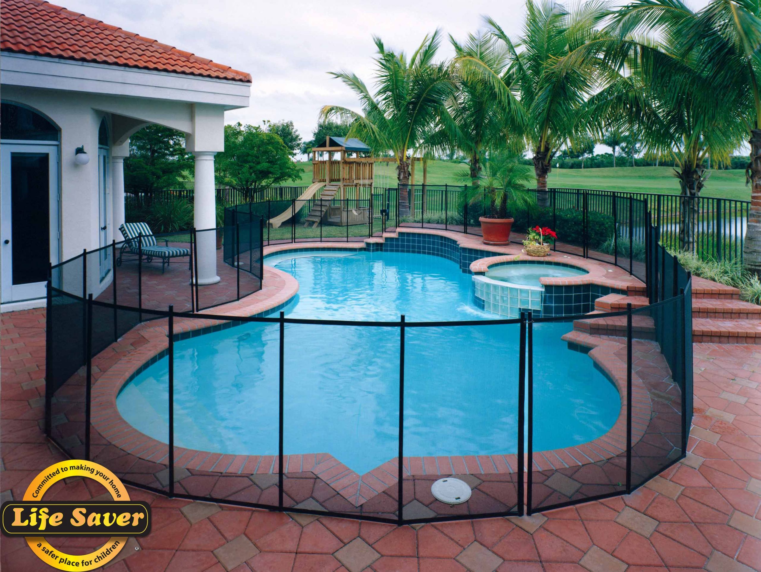 Above Ground Pool Safety Fence
 Removable mesh pool safety fence 4 tall all black