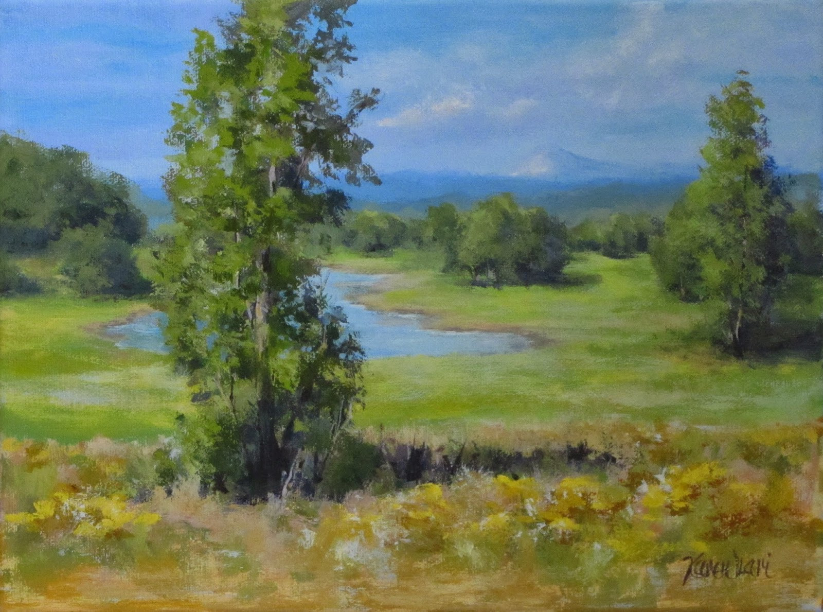 Acrylic Landscape Paintings
 Karen Ilari Painting "Summer Pond" An Acrylic Landscape