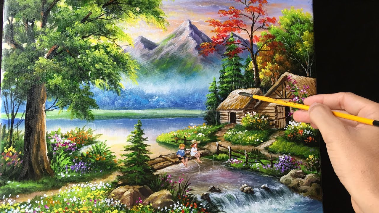 Acrylic Landscape Paintings
 Painting a Beautiful Mountain Landscape with Acrylics
