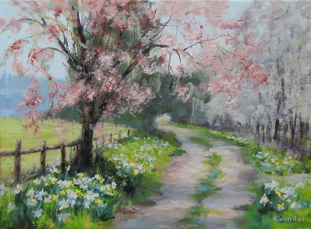 Acrylic Landscape Paintings
 "Original Acrylic Landscape Painting Spring Walk" by
