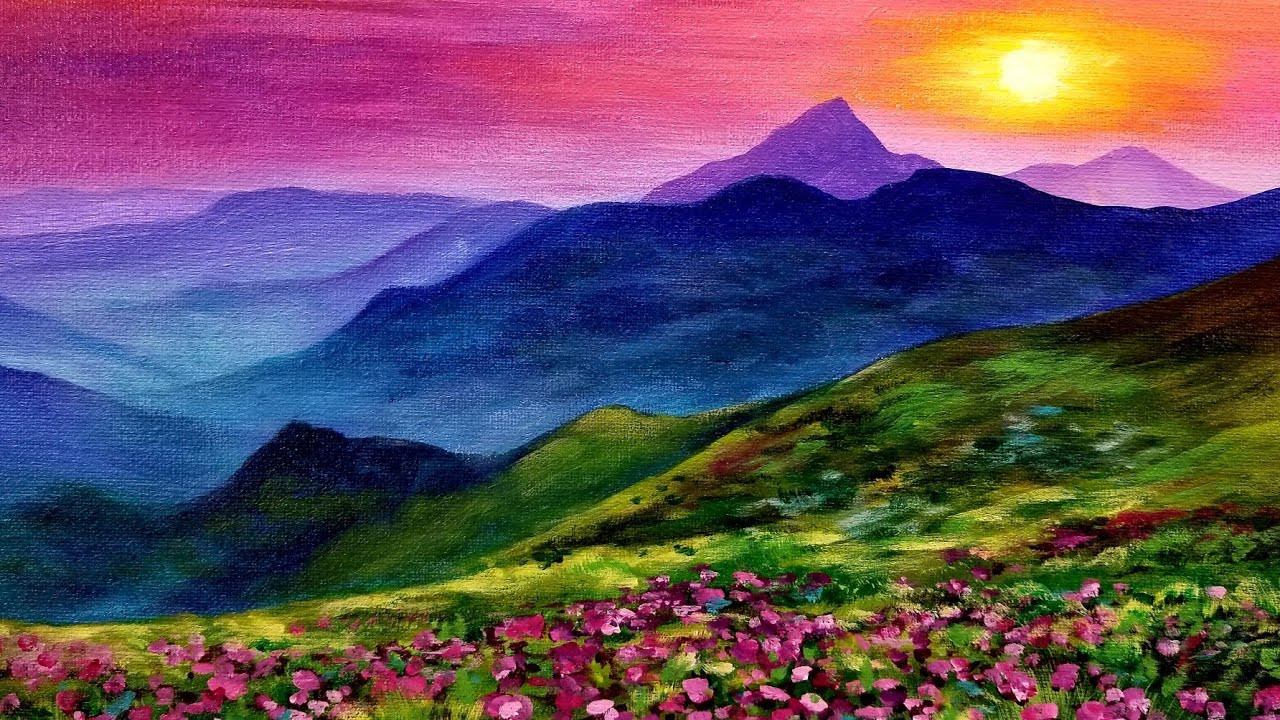 Acrylic Landscape Paintings
 Sunset Landscape LIVE Acrylic Painting Tutorial