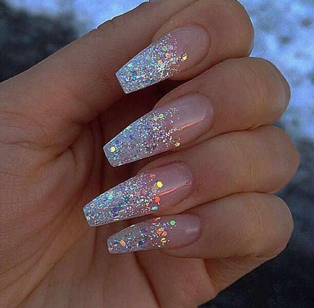 Acrylic Nails Glitter Tips
 Christina Sparkly clear I love these but they are a