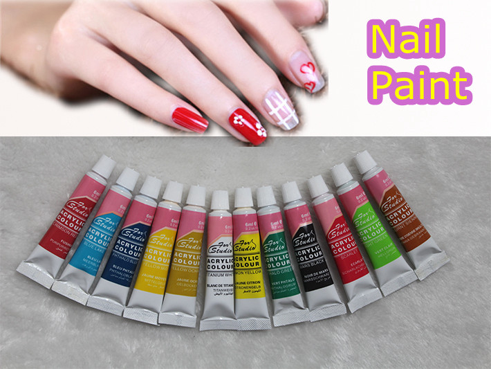Acrylic Paints Nail Art
 6 ML 12 Color Acrylic Nail Kit Paints 3D Fingernail Art