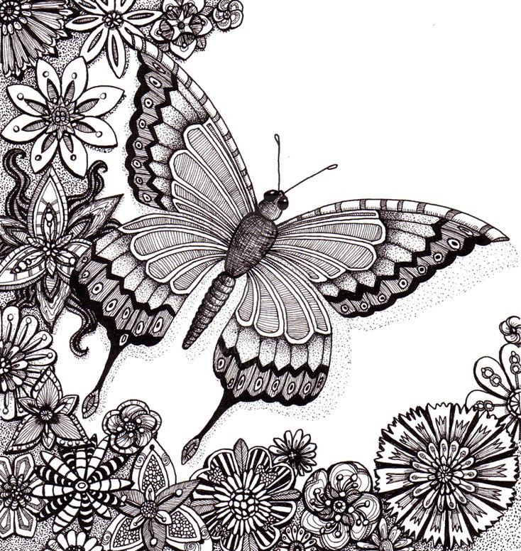 Adult Butterfly Coloring Pages
 Art Therapy coloring page summer Butterfly 14