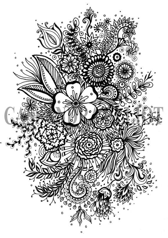 Adult Coloring Book Patterns
 Printable Adult Colouring Page Digital Download Print Flower