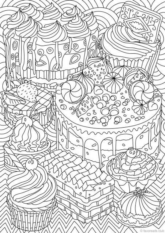 Adult Coloring Free Pages
 Sweet Treats Printable Adult Coloring Page from Favoreads