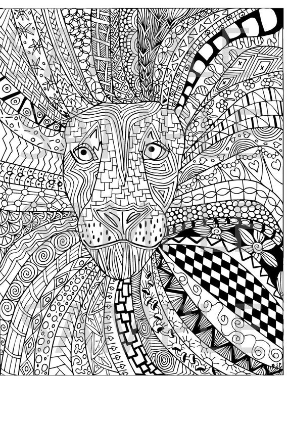 Adult Coloring Free Pages
 Lion Zentangle Adult Coloring Page Instant Download Ready to