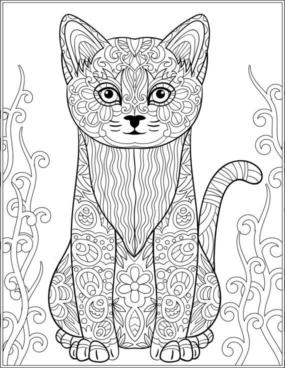 Adult Coloring Pages Animal Patterns
 Cat Stress Relieving Designs & Patterns Adult by LiltColoringBooks