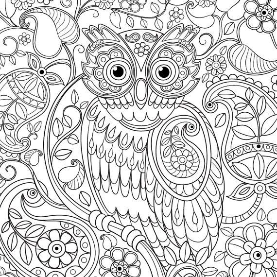 Adult Coloring Pages Animal Patterns
 Cute Owl Paisley Pattern by lauranikielart animal Tier animale animales животное kočka dyr