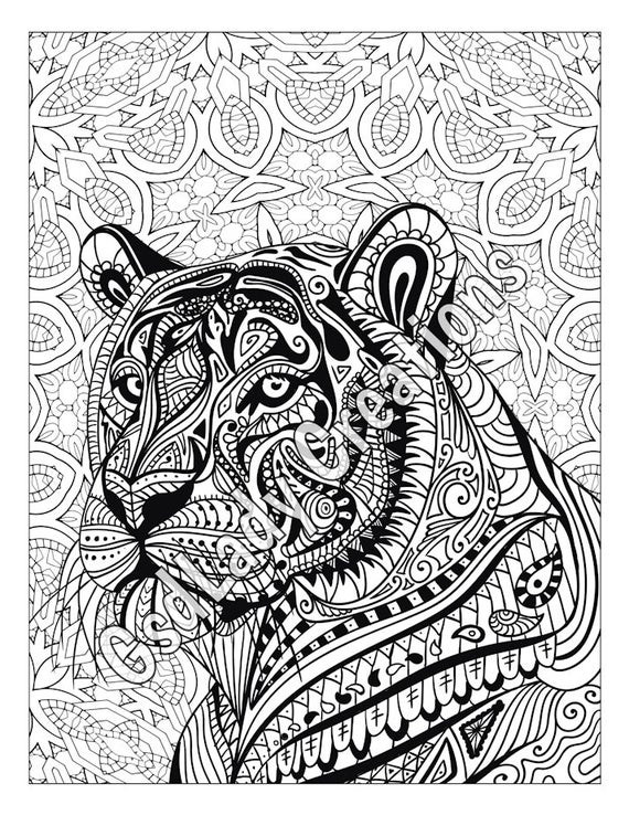 Adult Coloring Pages Animal Patterns
 Zen Tiger Animal Art Page To Color Zentangle Animal