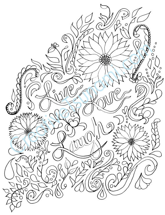 Adult Coloring Pages For Free
 Adult Coloring Page Live Love Laugh