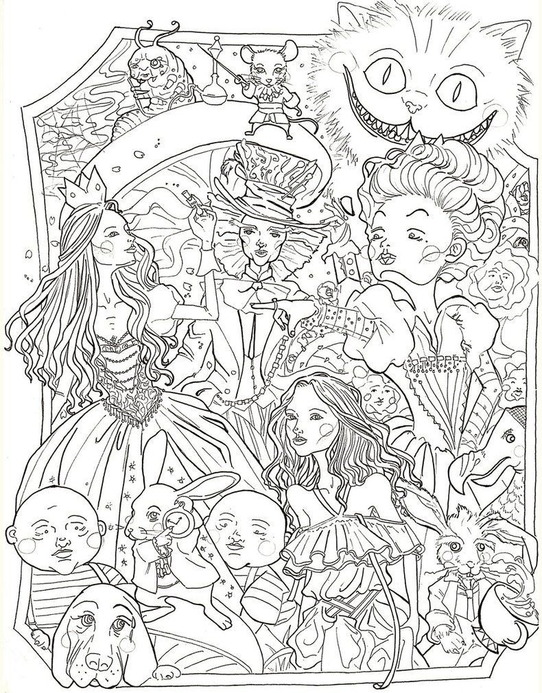 Adult Disney Coloring Pages
 Alice in Wonderland by sidoans