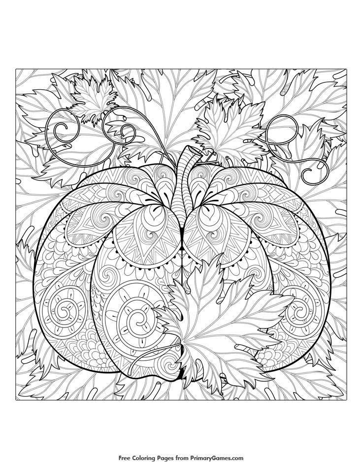 Adult Fall Coloring Pages
 Fall Coloring Pages eBook Pumpkin and Leaves