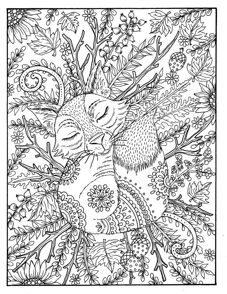 Adult Fall Coloring Pages
 Fall Fox Coloring Page Digital coloring adult coloring
