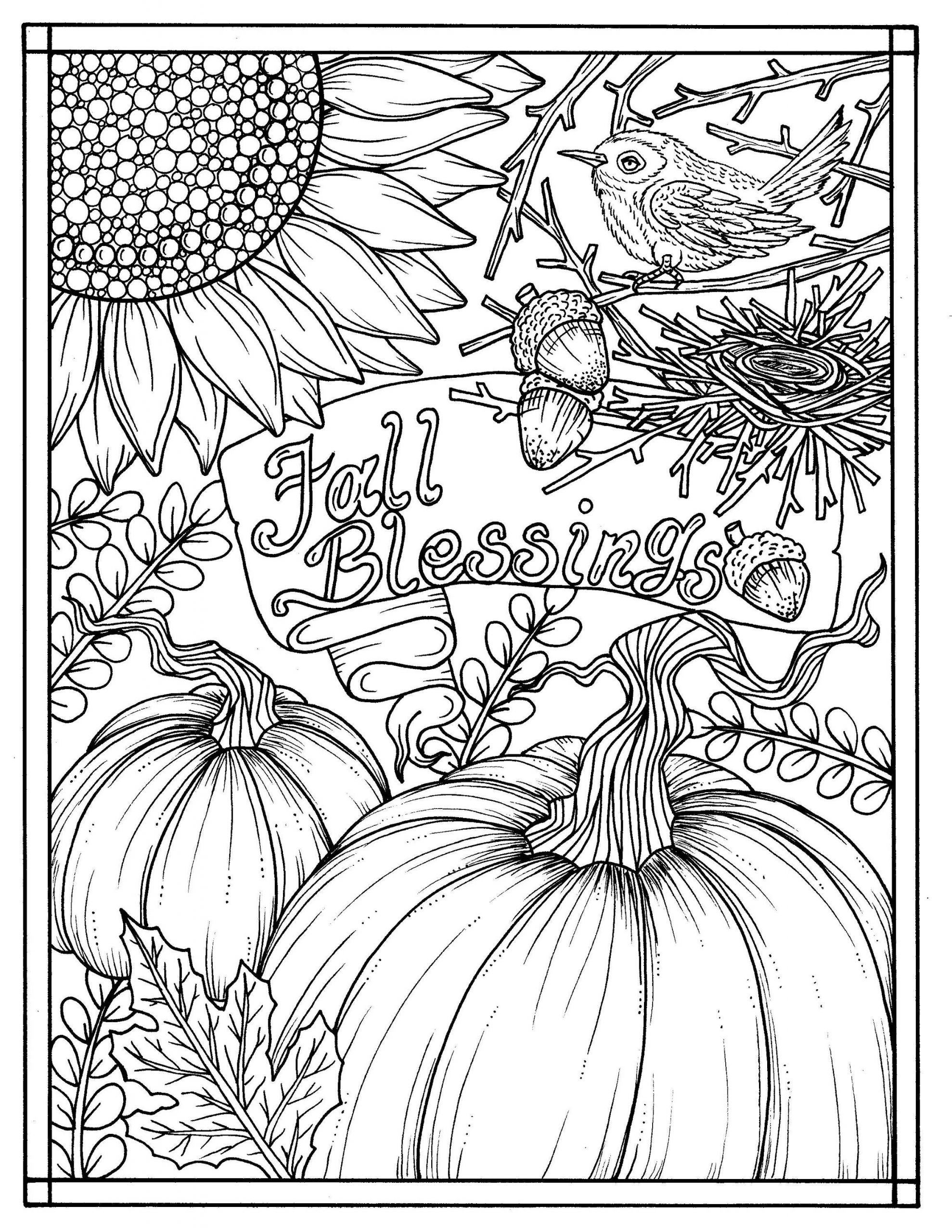 Adult Fall Coloring Pages
 Download Fall Blessings Instant digital Coloring page
