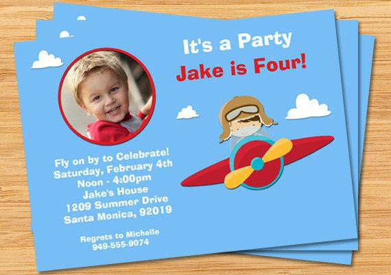 Airplane Birthday Invitations
 Kids Airplane Birthday Party Invitation with