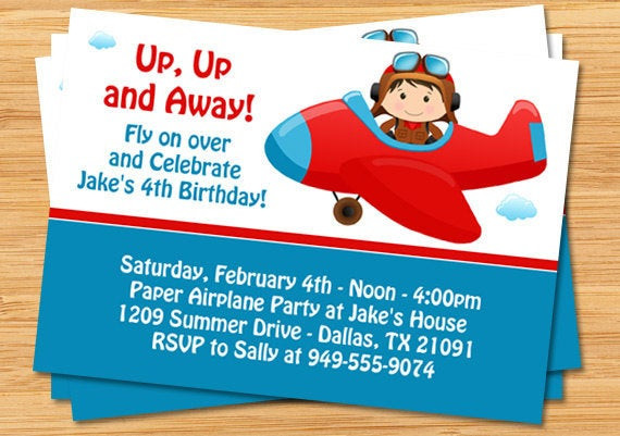 Airplane Birthday Invitations
 Airplane Birthday Party Invitation