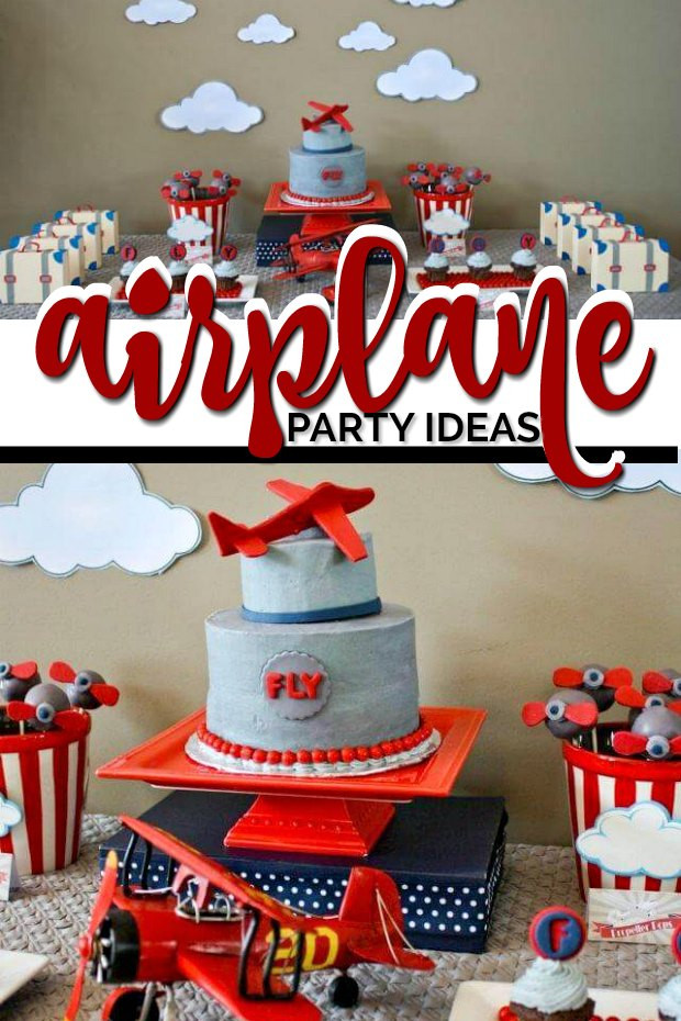 Airplane Birthday Party
 Plane Themed Boy s First Birthday Party Spaceships and