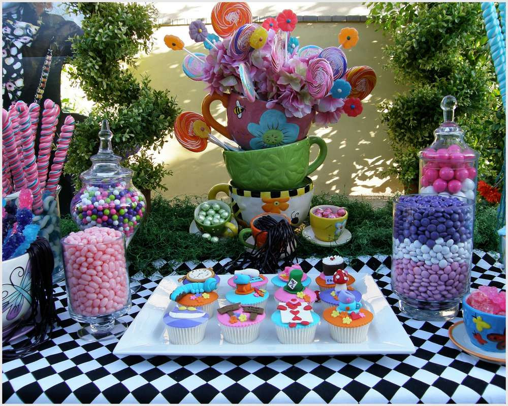 Alice In Wonderland Tea Party Ideas
 Alice in Wonderland Mad Tea Party Candy Buffet Birthday