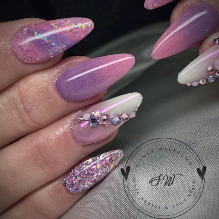 Almond Glitter Nails
 1001 Ideas for Trendy and Beautiful Almond Shaped Nails