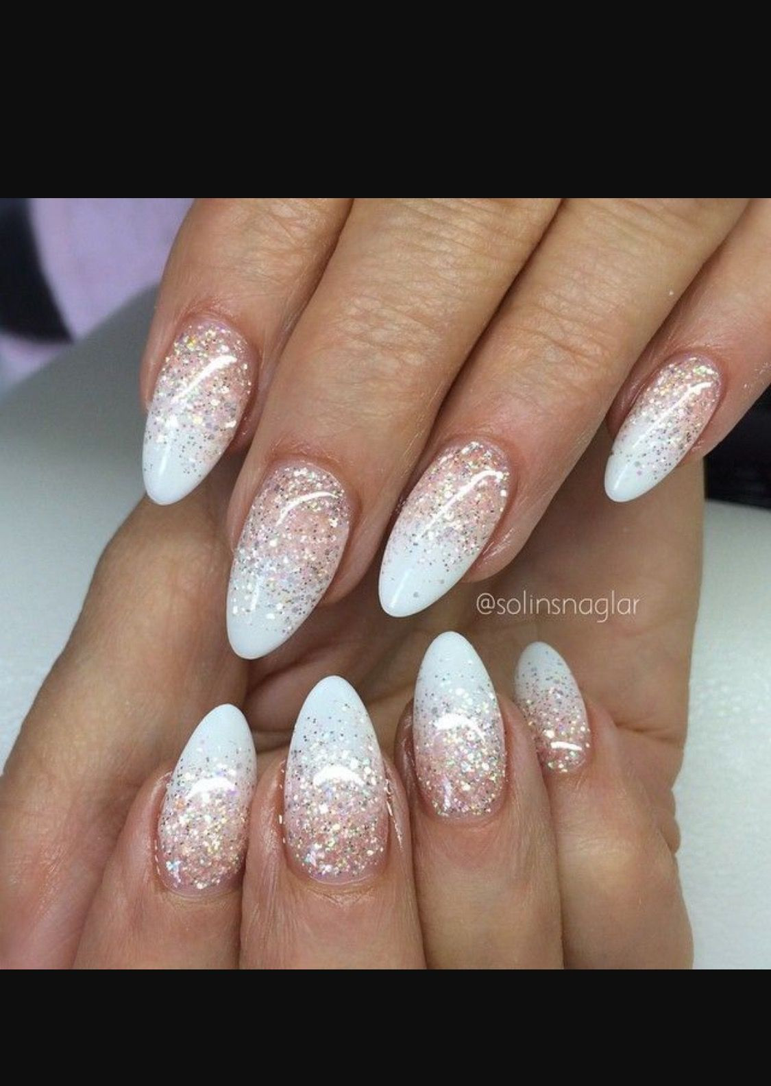 Almond Glitter Nails
 Pin by Elizabeth C on Nails