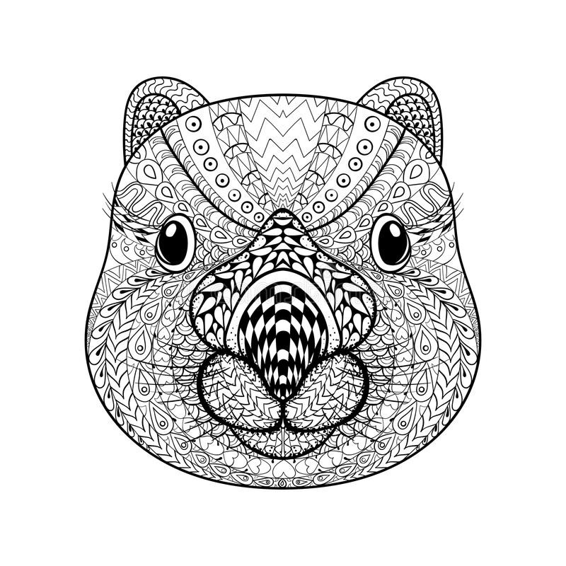 Animals Coloring Pages For Adults
 Hand Drawn Tribal Wombat Face Animal Totem For Adult