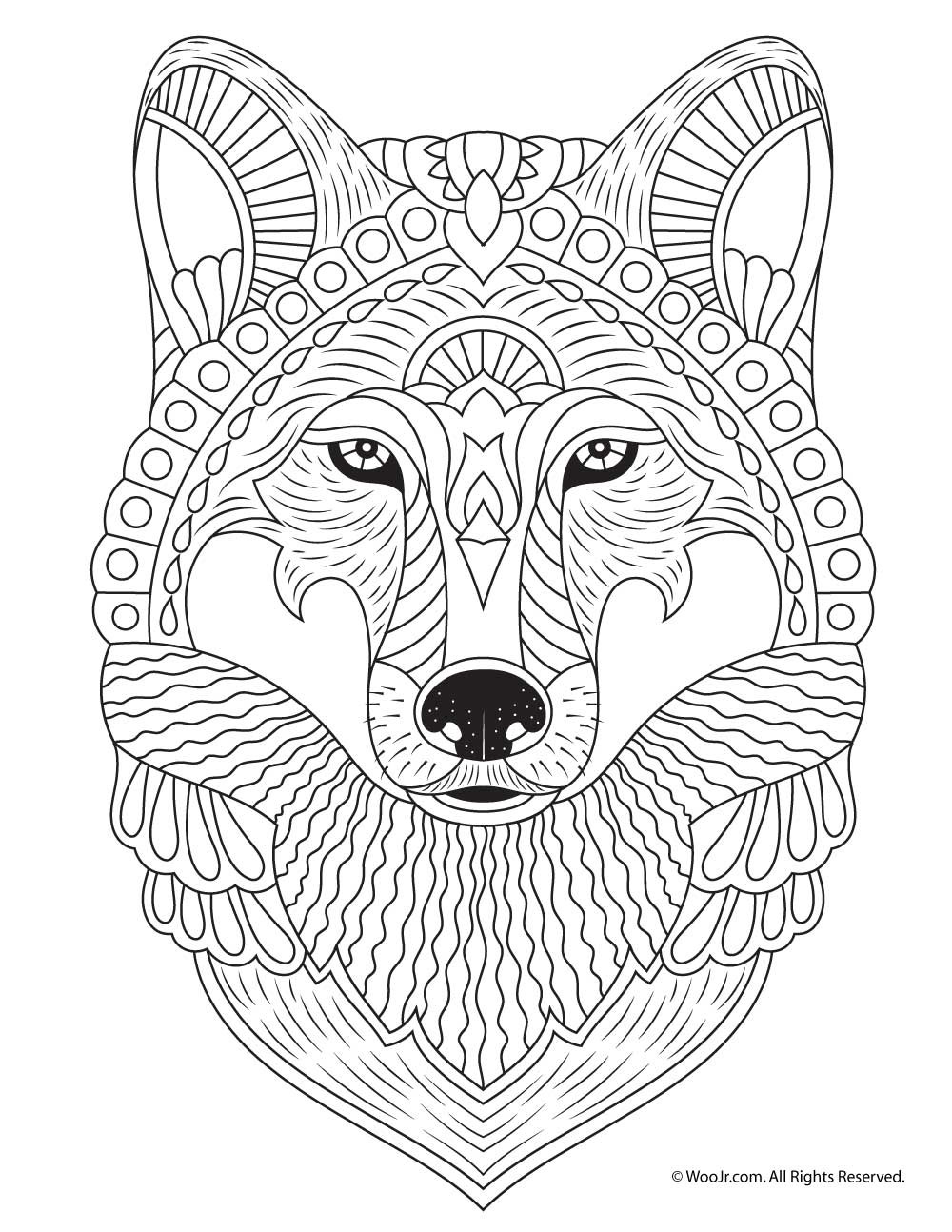 Animals Coloring Pages For Adults
 Wolf Adult Coloring Page