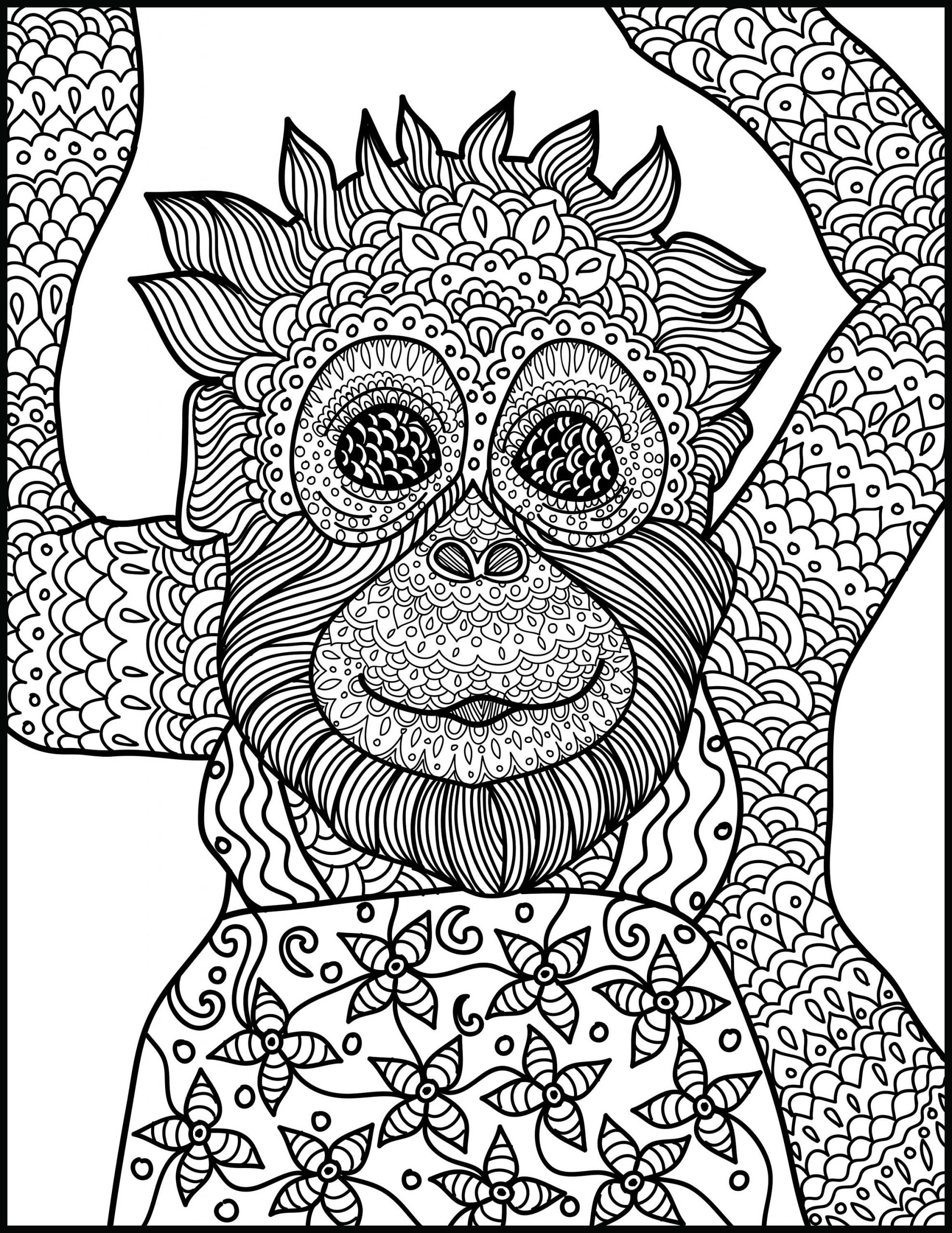 Animals Coloring Pages For Adults
 Animal Coloring Page Monkey Printable Adult Coloring Page