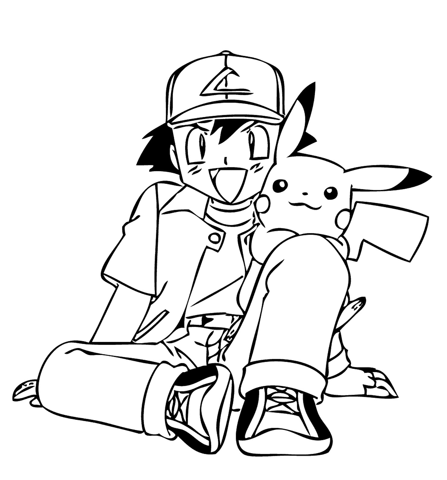 Anime Boys Coloring Pages
 Friends from Pokemon anime coloring pages for kids