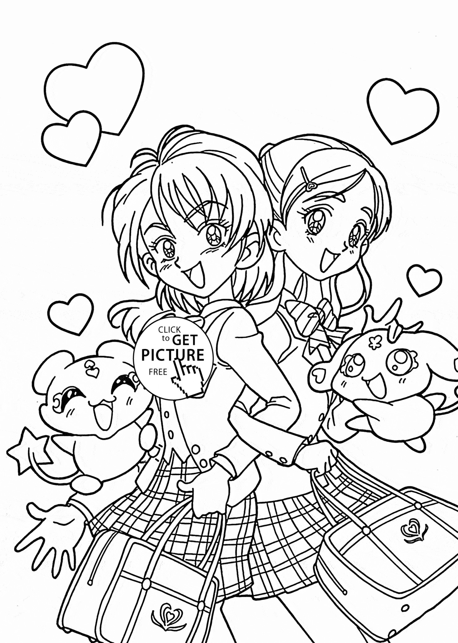 Anime Coloring Pages For Kids
 Funny Pretty cure anime coloring page for kids manga
