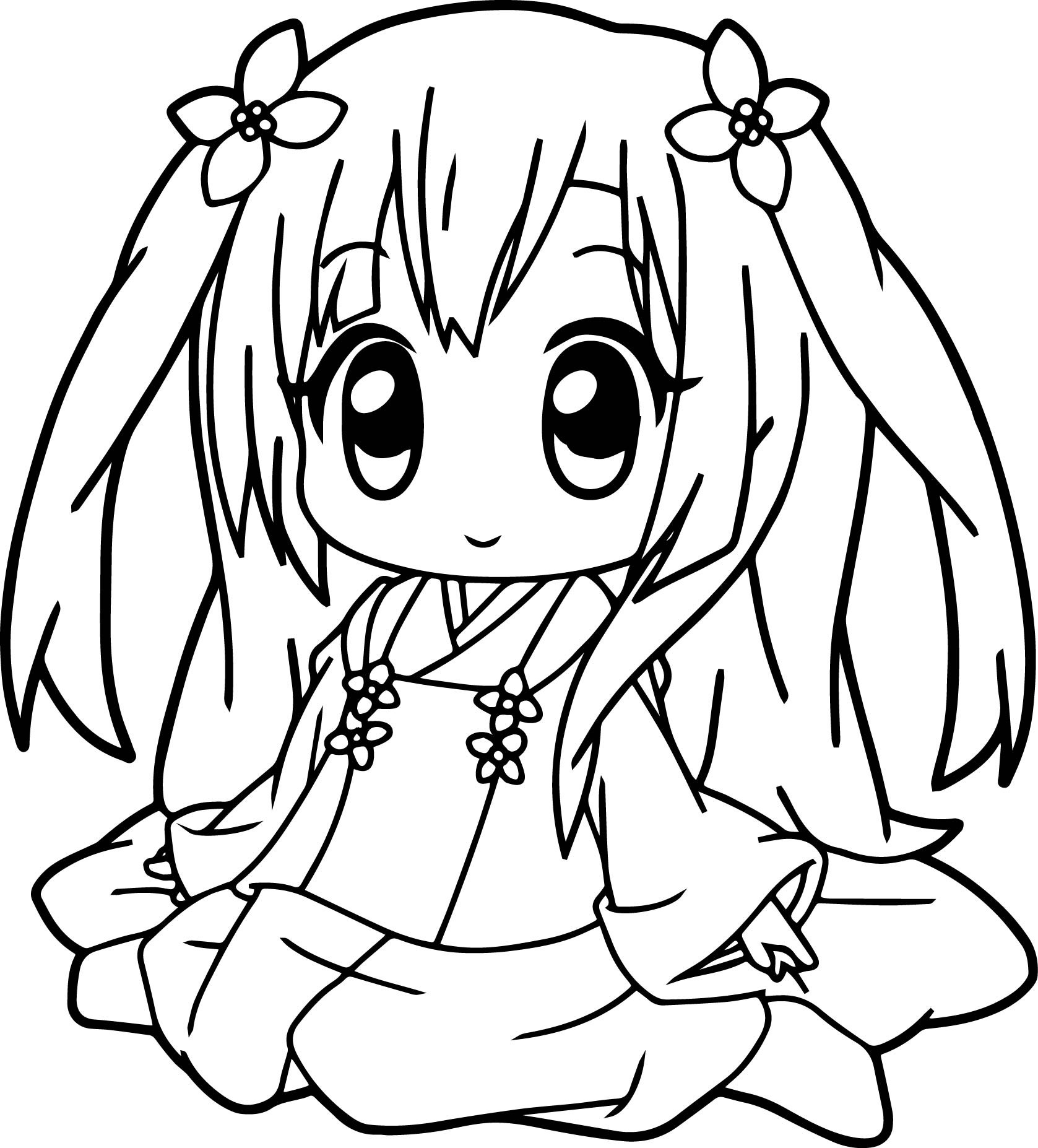 Anime Girls Coloring Pages
 Very Cute Anime Girl Coloring Page