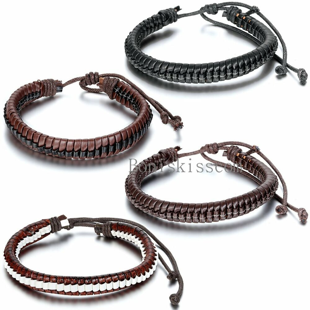 Anklet Leather
 Leather Wrap Braided Adjustable Bracelet Tribal Ethnic Men
