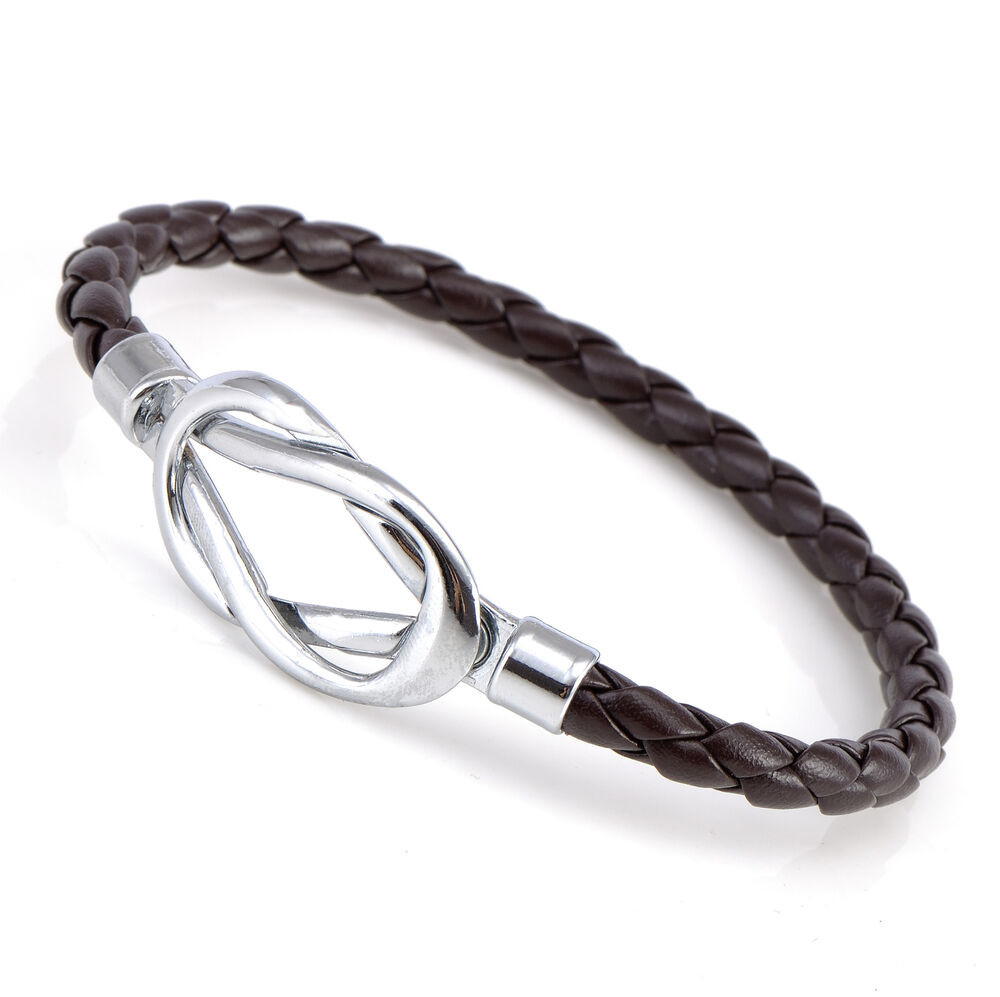 Anklet Leather
 Men Women LEATHER Black Brown Braided Wristband Bracelets