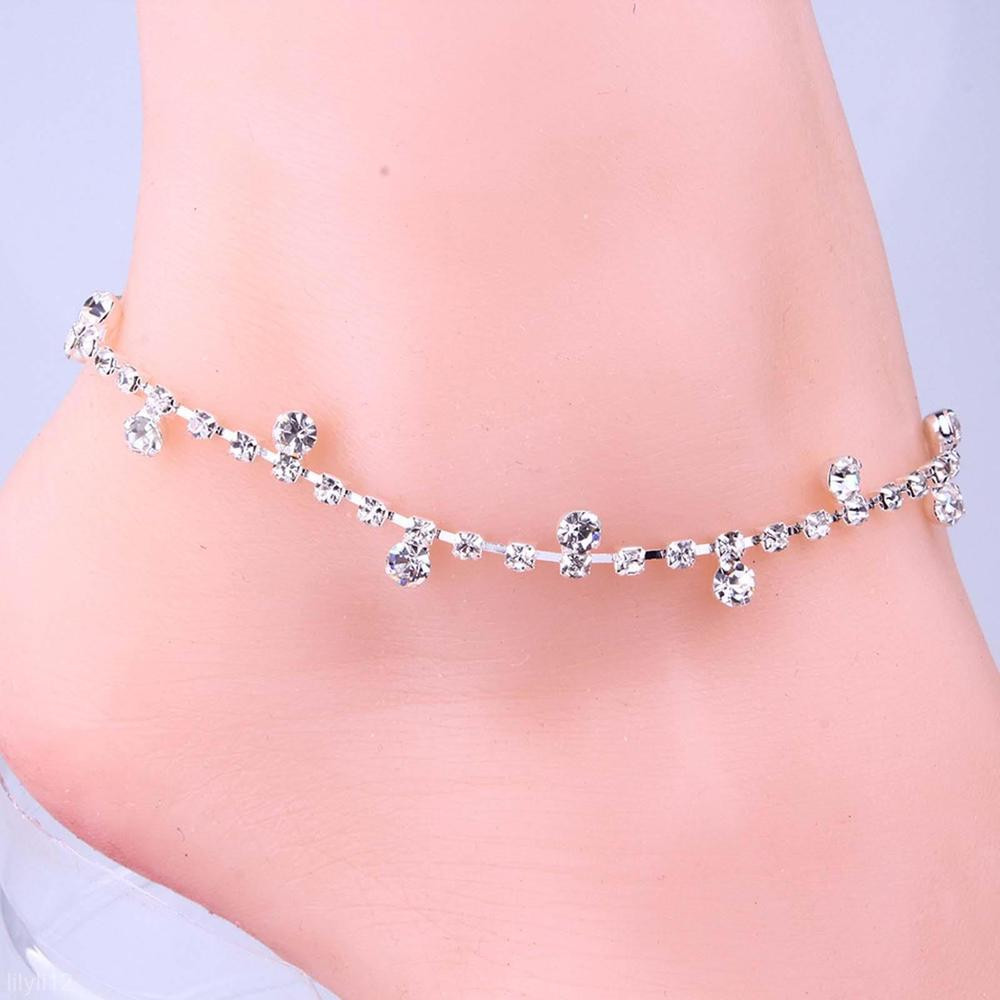 Anklet Silver
 Adjustable Silver Diamante Crystal Anklet Foot Leg Chain