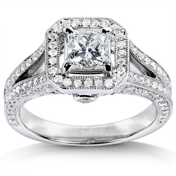 Annello Wedding Rings
 Annello 14k White Gold 1 1 3ct TDW Princess Cut Diamond