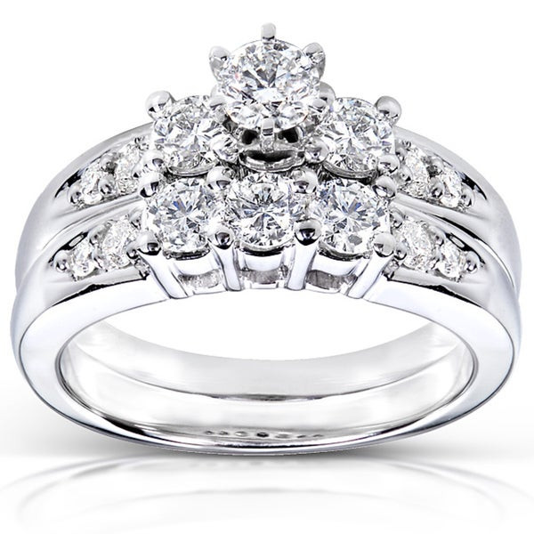 Annello Wedding Rings
 Annello 14k Gold 1ct TDW Round Diamond Wedding Ring Set H