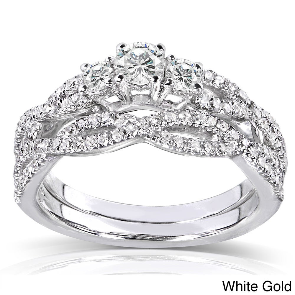 Annello Wedding Rings
 Annello 14k Gold 1 2ct TDW Diamond Braided Bridal Ring Set